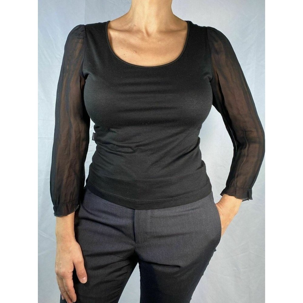 Moschino Jeans Black Chiffon Sleeve Top